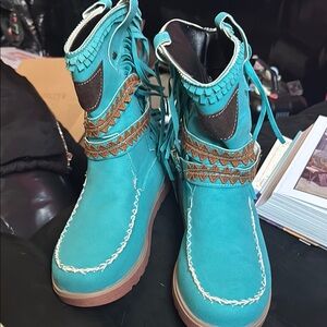Turquoise Fringe Women's Boots